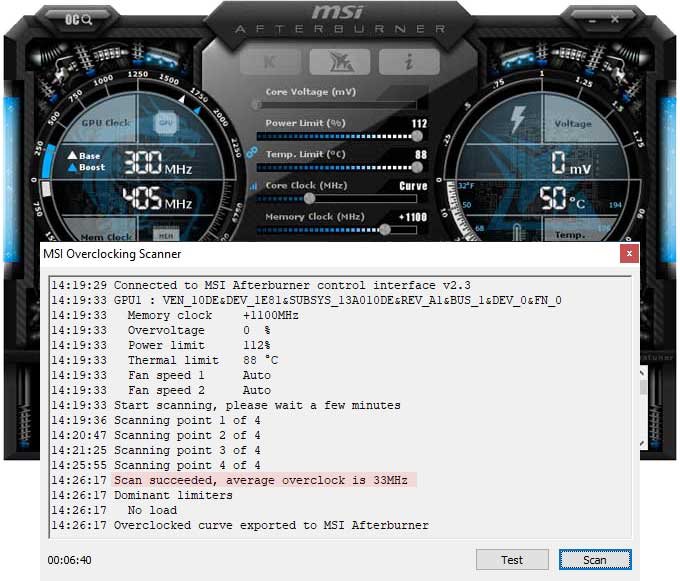 Pretaktovanie NVIDIA RTX 2080 SUPER Founders Edition; Afterburner