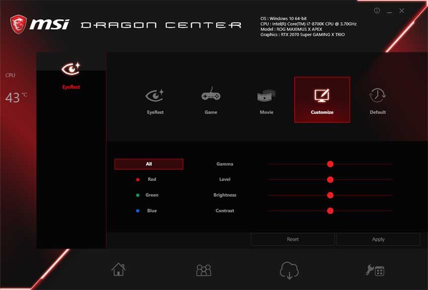 MSI Dragon Center: Eye Rest
