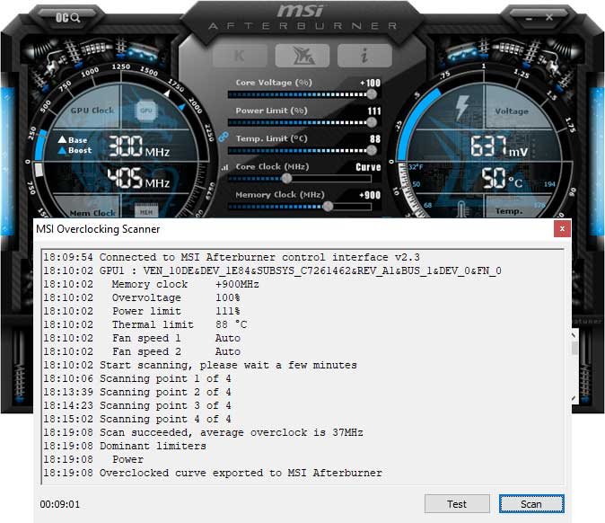 Pretaktovanie MSI RTX 2070 SUPER Gaming X TRIO; Afterburner