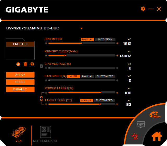 Gigabyte RTX 2070 SUPER Gaming OC Graphics Engine Professional mode