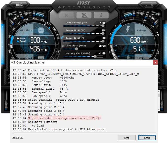 Pretaktovanie MSI RTX 2080 SUPER Gaming X TRIO; Afterburner