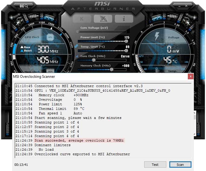 Pretaktovanie Gigabyte GTX 1660 SUPER Gaming OC; Afterburner