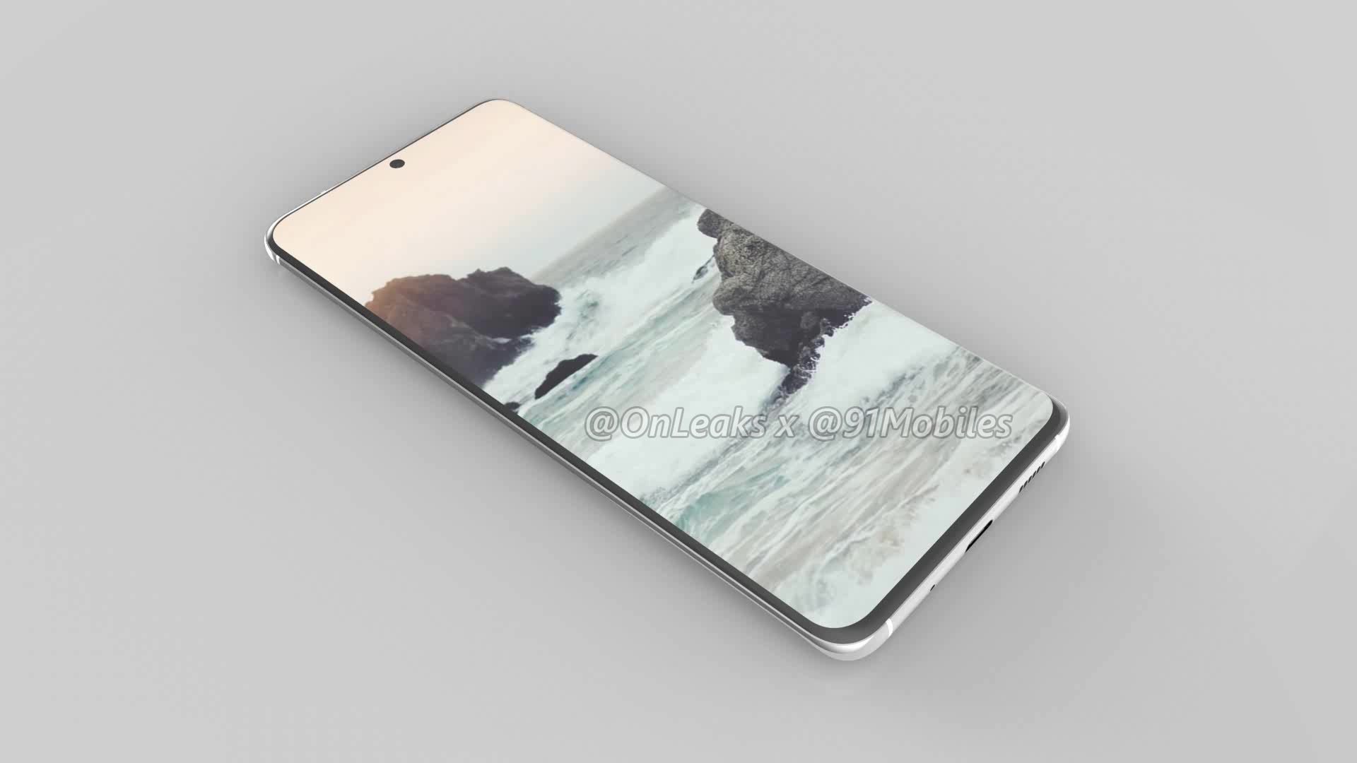 Render strieborného Samsungu Galaxy S11
