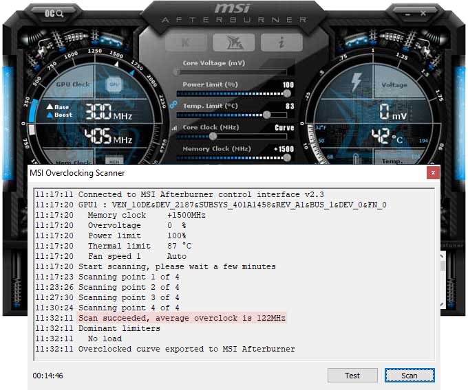 Pretaktovanie Gigabyte GTX 1650 SUPER WINDFORCE OC; Afterburner