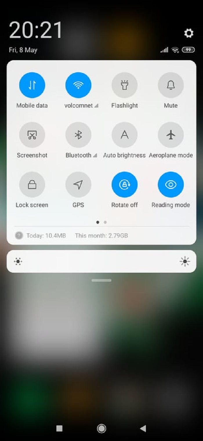 Xiaomi MIUI – Horná lišta