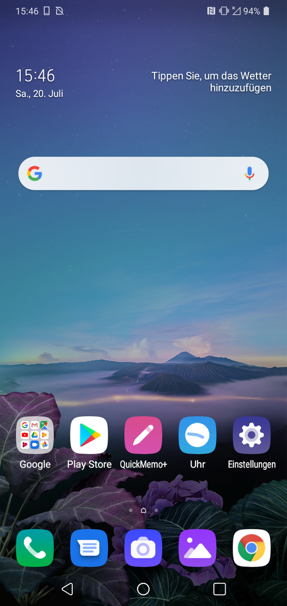 Domovská obrazovka prostredia LG UX 9.0