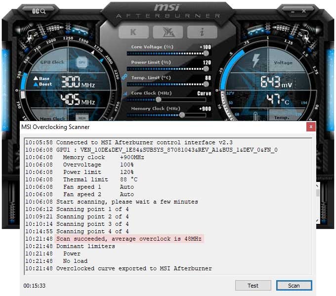 Pretaktovanie Asus DUAL RTX 2070 SUPER O8G EVO; Afterburner