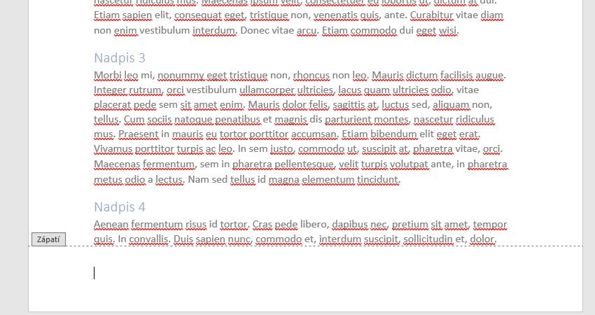 Číslovanie celého dokumentu – krok 1