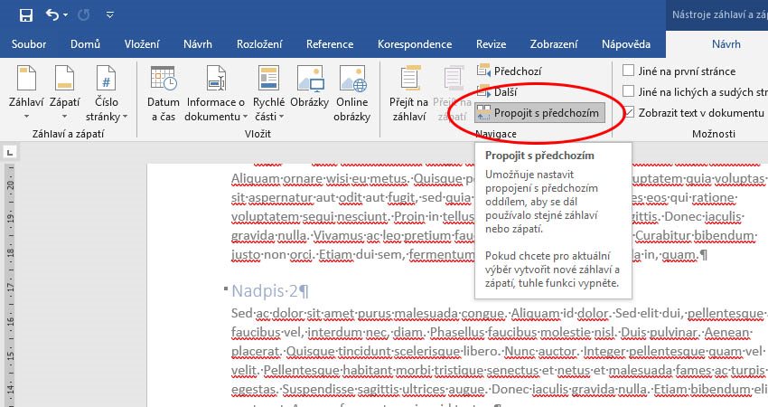 Číslovanie časti dokumentu – krok 4