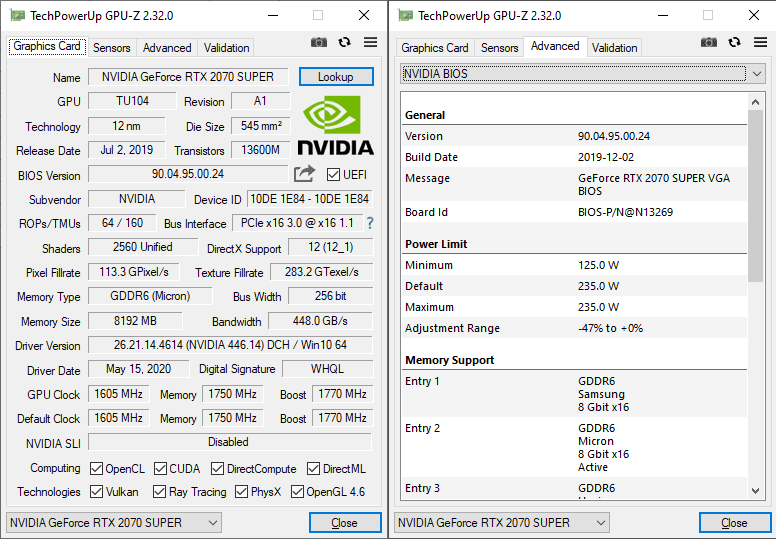 Gainward geforce rtx online 2070 super phoenix v1