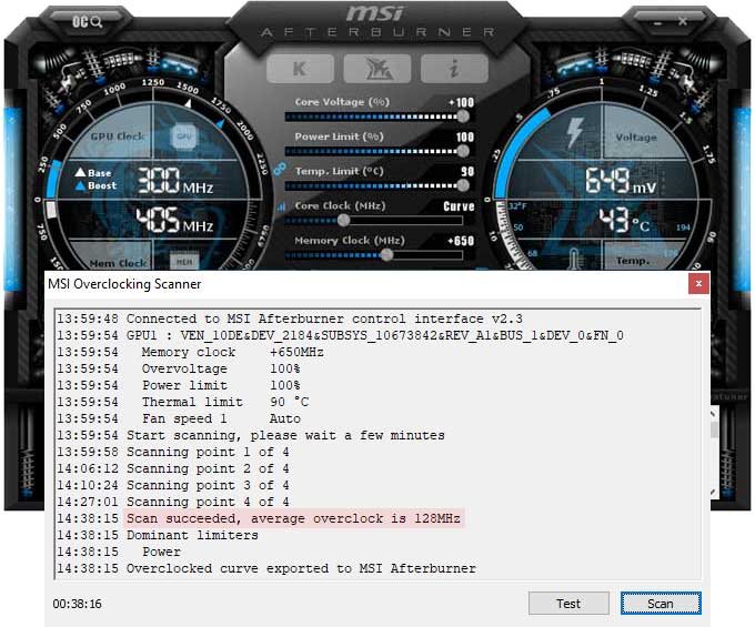 Pretaktovanie EVGA GTX 1660 SC ULTRA Gaming 6G; Afterburner