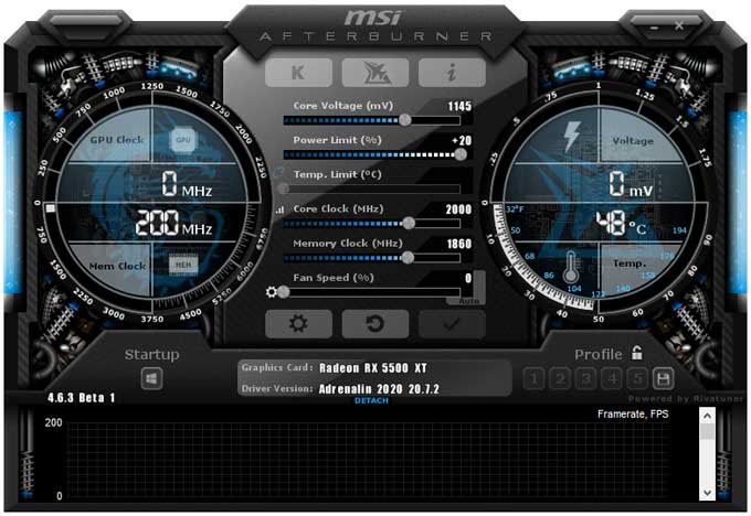 Pretaktovanie MSI RX 5500 XT GAMING X 8G; Afterburner