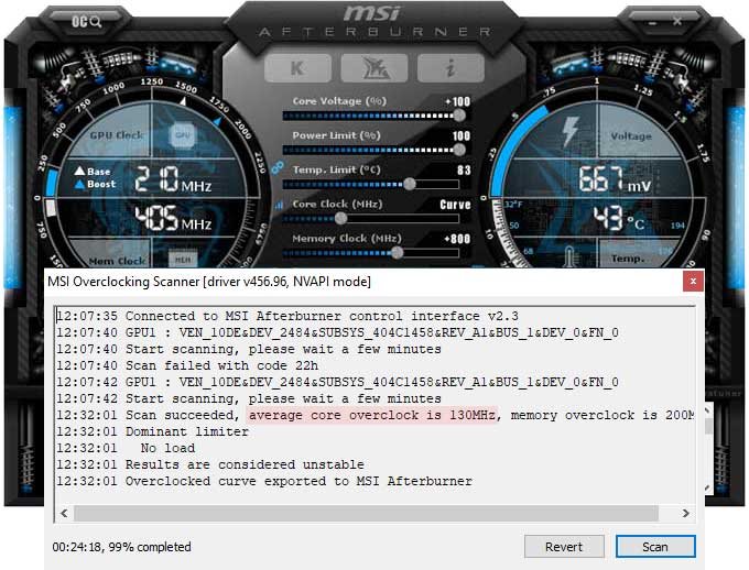 Pretaktovanie Gigabyte RTX 3070 Gaming OC 8G; Afterburner
