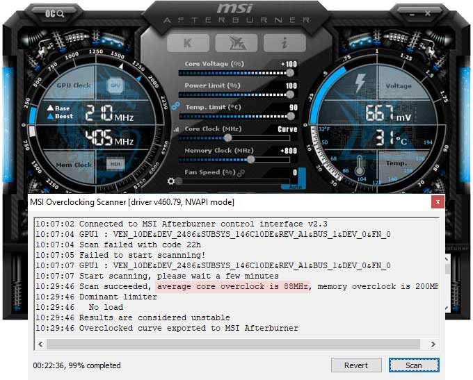 Pretaktovanie Inno3D RTX 3060 Ti TWIN X2 OC 8G; Afterburner