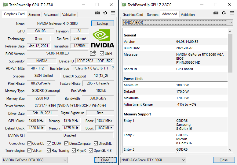 Inno3D RTX 3060 iCHILL X3 RED 12G GPUZ