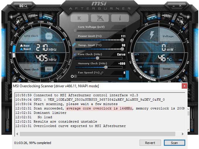 pretaktovanie EVGA RTX 3060 XC Gaming 12G; Afterburner