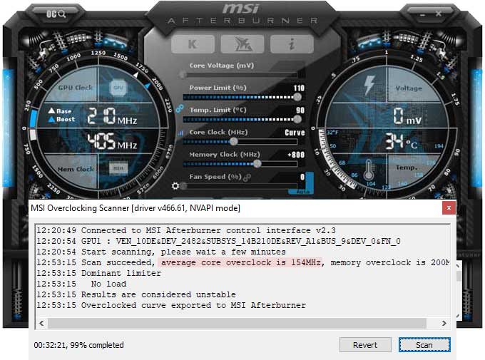 Pretaktovanie NVIDIA RTX 3070 Ti Founders Edition; Afterburner