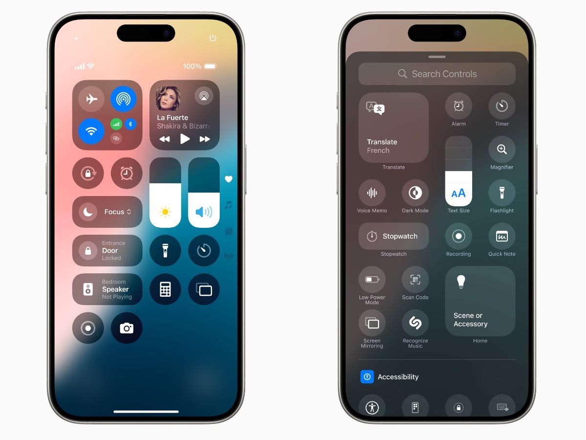 iOS 18, ovládacie centrum