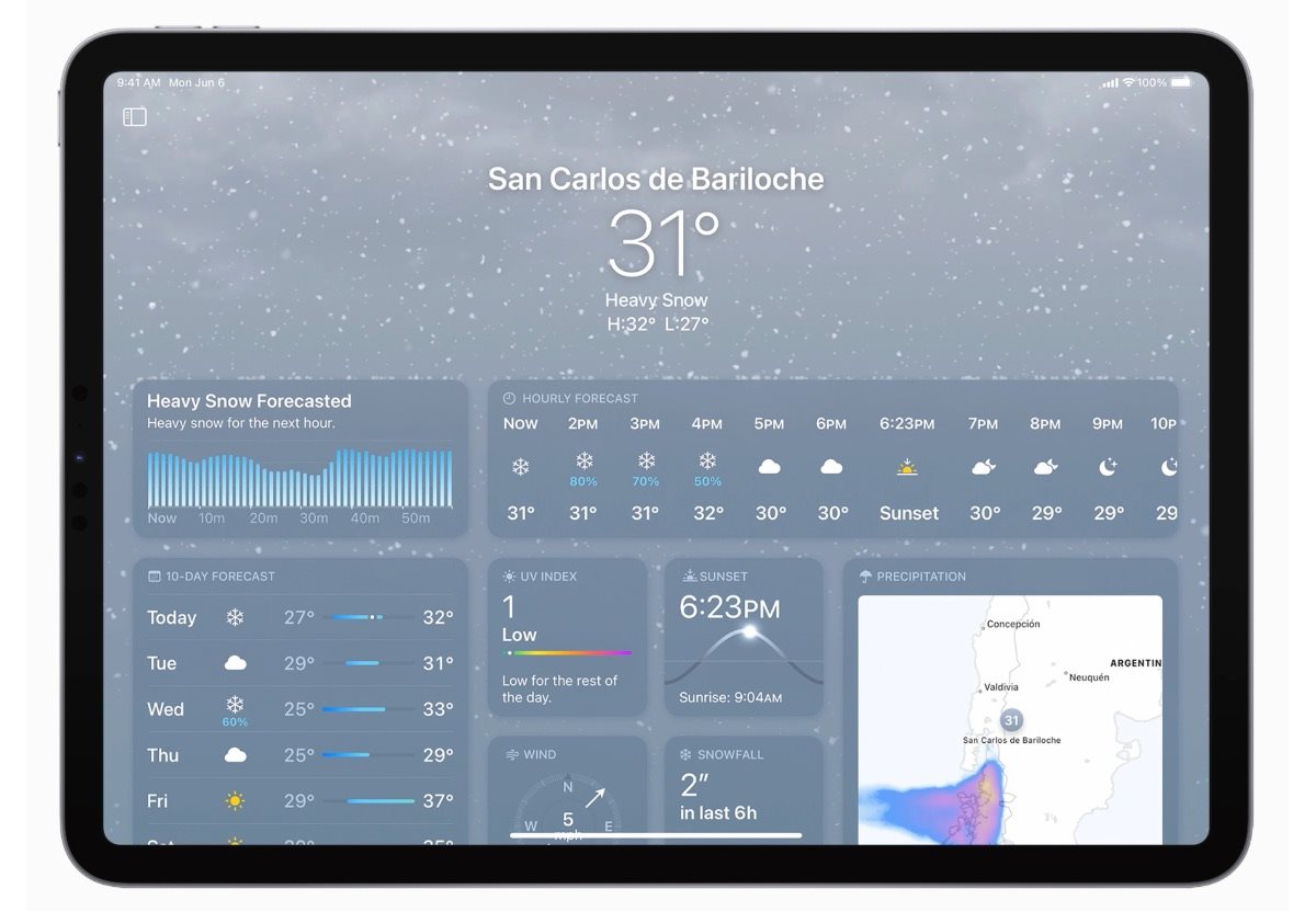 iPadOS 16, aplikácia Počasie