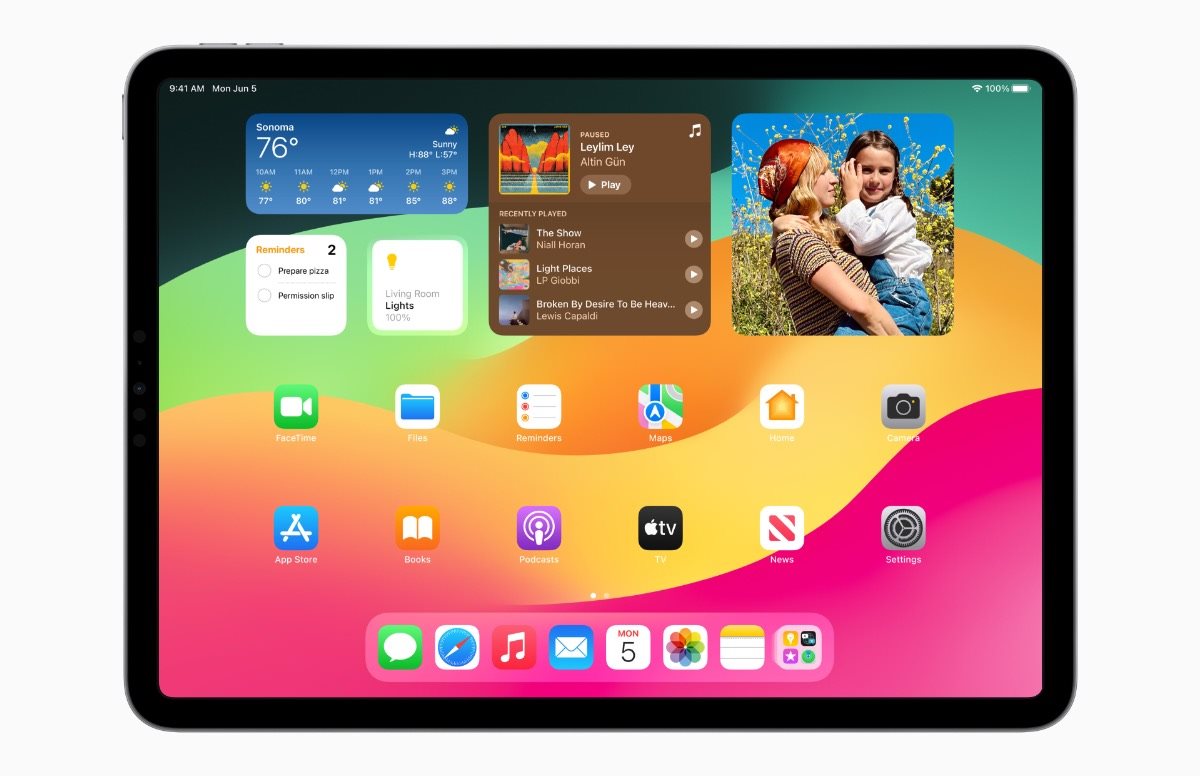 iPadOS 17, domovská obrazovka s widgetmi