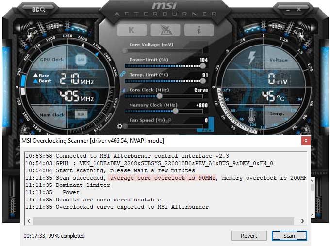 Pretaktovanie Gainward RTX 3080 Ti Phoenix 12G; Afterburner