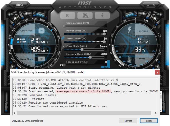 pretaktovanie Gainward RTX 3070 Ti Phoenix 8G; Afterburner