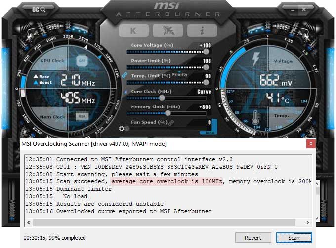 Pretaktovanie Asus DUAL RTX 3060 Ti O8G V2; Afterburner