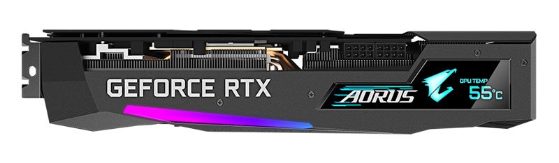 Gigabyte AORUS RTX 3070 MASTER 8G ; horná strana