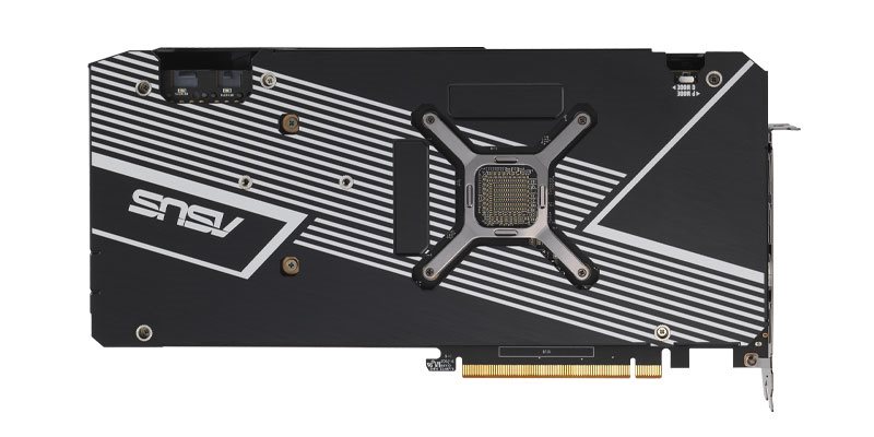 Asus DUAL RX 6700 XT 12G; zadná strana