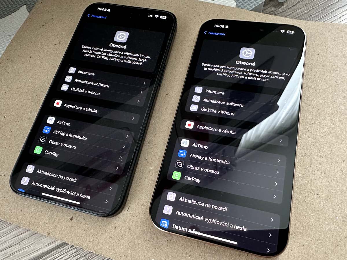 iPhone 16 Pro Max, veľkosť vs. iPhone 15 Pro Max