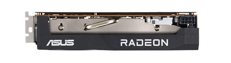 Asus DUAL RX 7600 08G V2; horná strana 