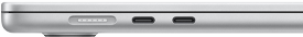 Port MagSafe sa nachádza na ľavej strane úplne vzadu. Dva porty Thunderbolt sú umiestnené na ľavej strane pred portom MagSafe.