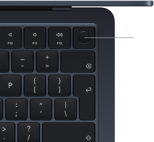 Pohľad zhora na klávesnicu MacBooku Air s Touch ID