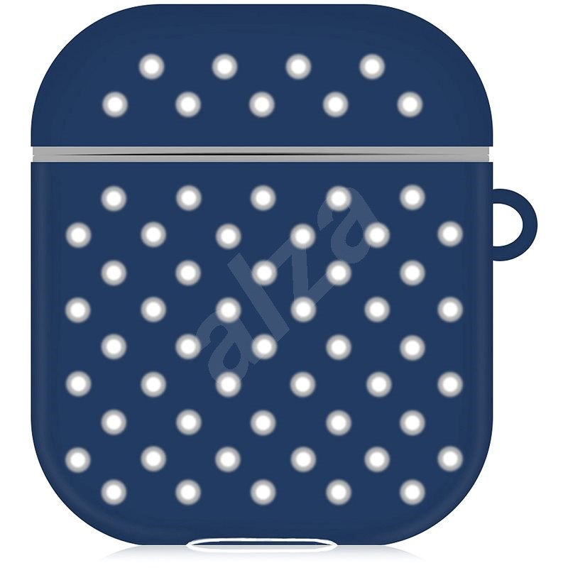 AlzaGuard Silicon Polkadot Case na Airpods 1. a 2. generácie, modro-biele - Puzdro na slúchadlá