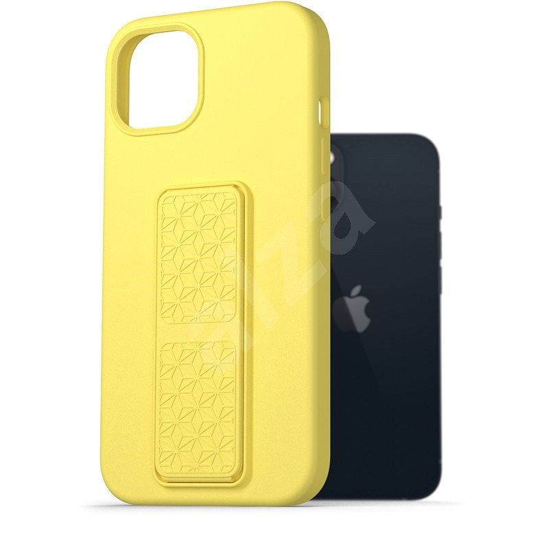 AlzaGuard Liquid Silicone Case with Stand pre iPhone 13 žltý - Kryt na mobil