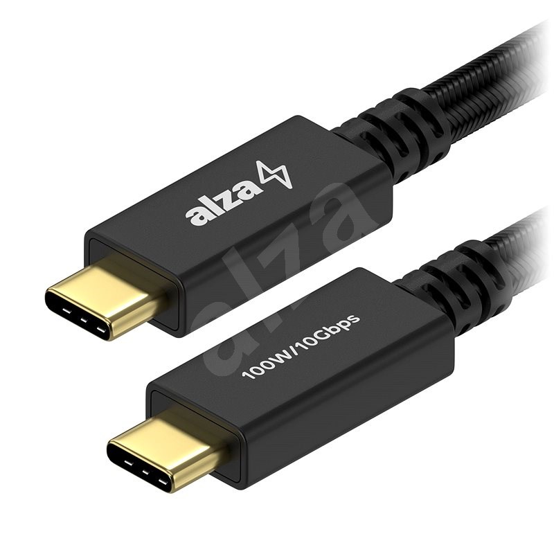 AlzaPower AluCore USB-/USB-C 3.2 Gen 2, 5 A, 100 W, 0,5 m čierny - Dátový kábel