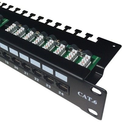 Datacom Patch panel 19" UTP 24 port CAT6 LSA 1U BK (3× 8p) hor. zárez - Patch panel