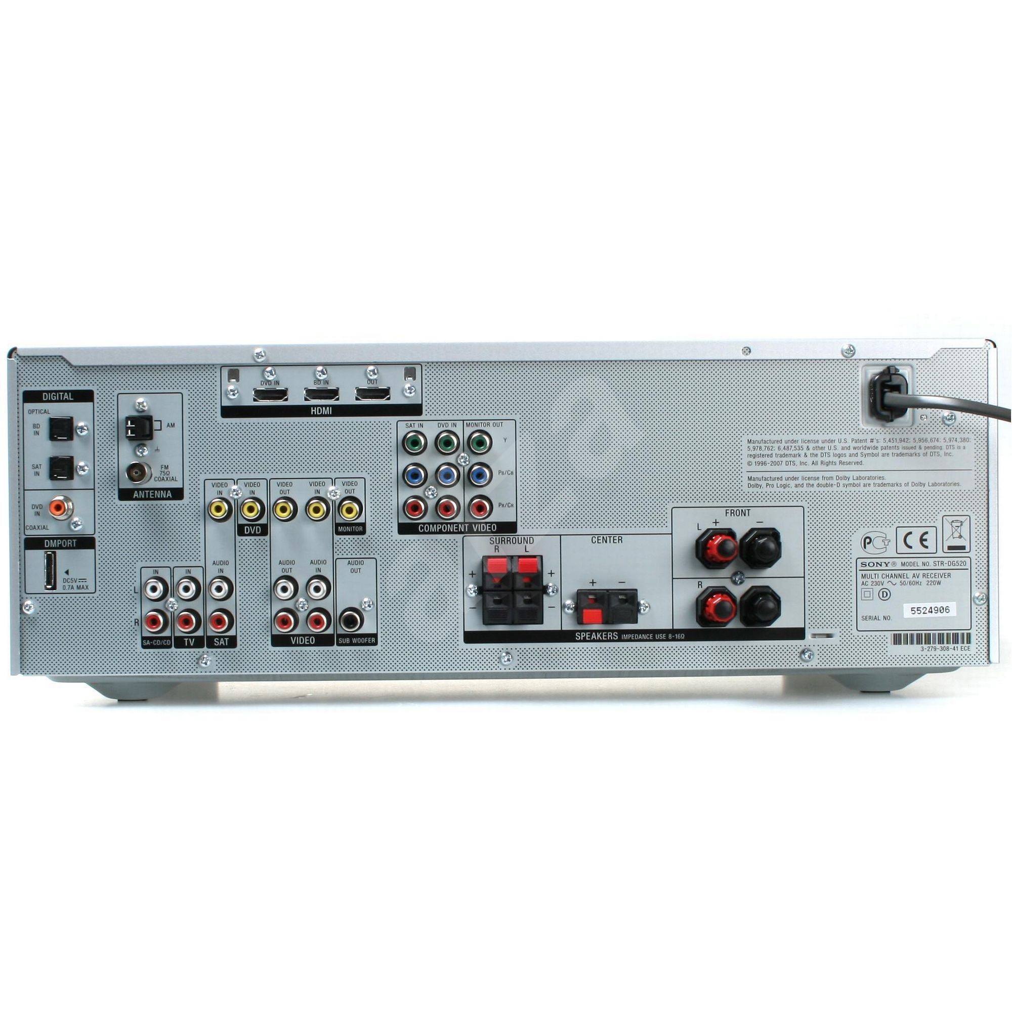 Sony STR-DG520 stříbrný (silver) - AV receiver, 5 kanálů, 5x100W, Dolby ...
