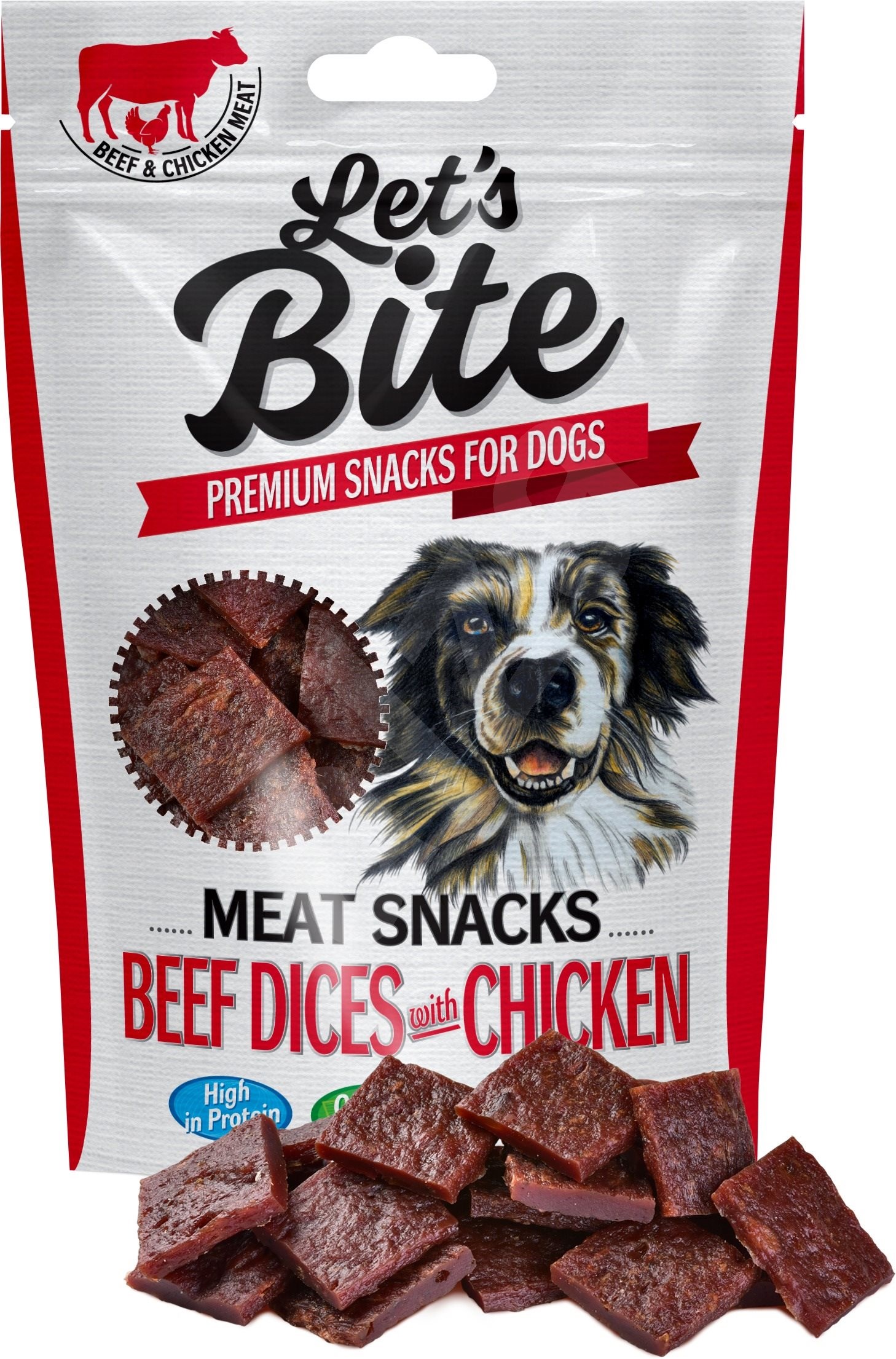 Let’s Bite Meat Snacks Beef Squares with Poultry 80 g Maškrty pre