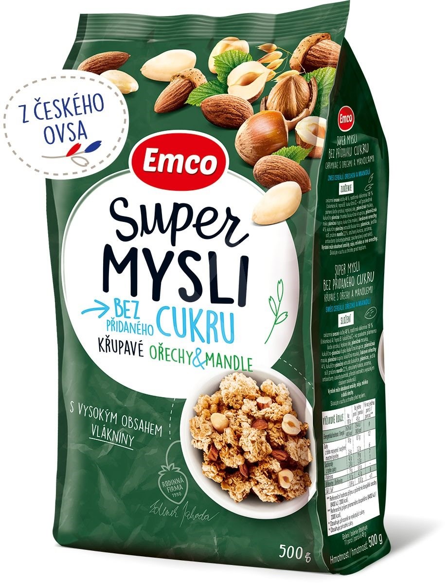 Emco Super mysli bez pridaného cukru orechy a mandle 500 g Müsli