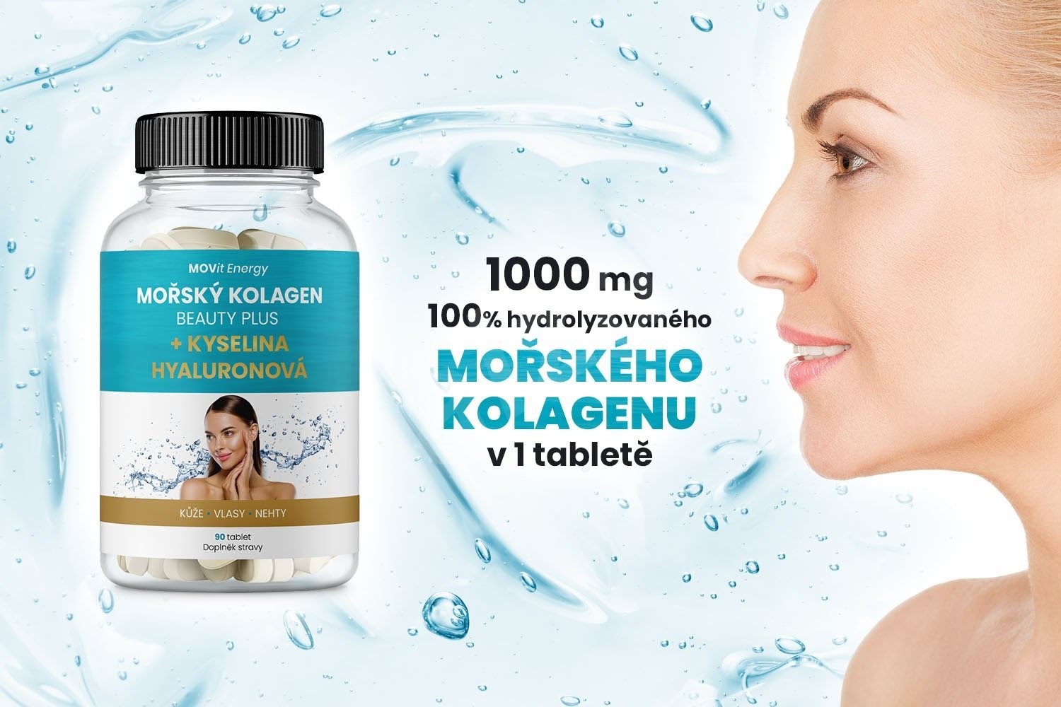 Movit Morský Kolagén Beauty Plus Kyselina Hyaluronová 90 Tbl Kolagén Alzask 0091