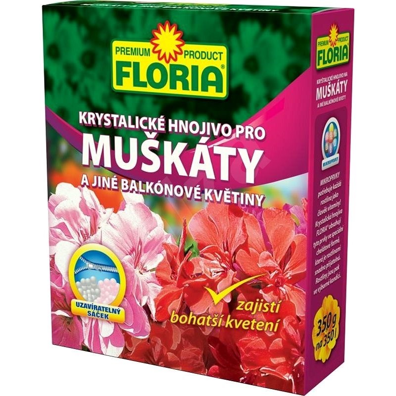 FLORIA Kryštalické hnojivo na muškáty a iné balkónové kvetiny 350 g - Hnojivo