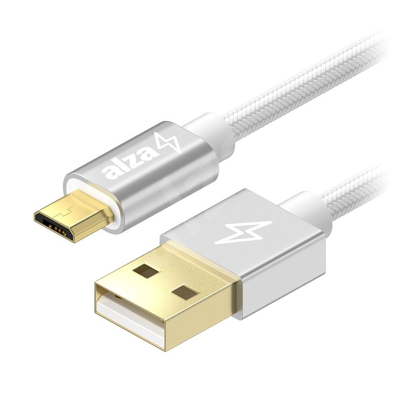 AlzaPower AluCore Micro USB 1 m Silver - Dátový kábel