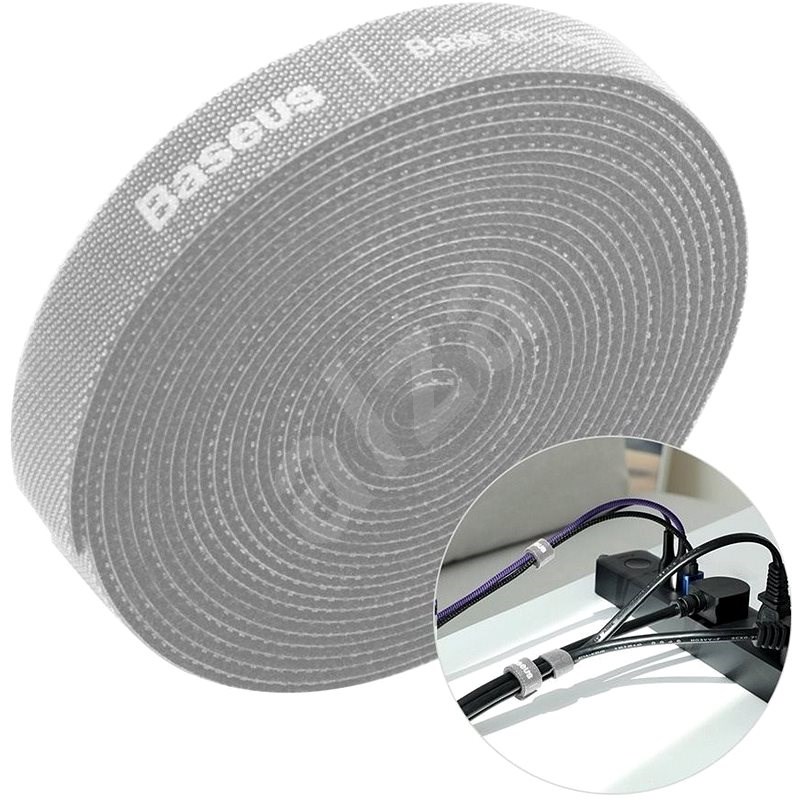 Baseus Rainbow Circle Velcro Straps 1 m Gray - Organizér káblov