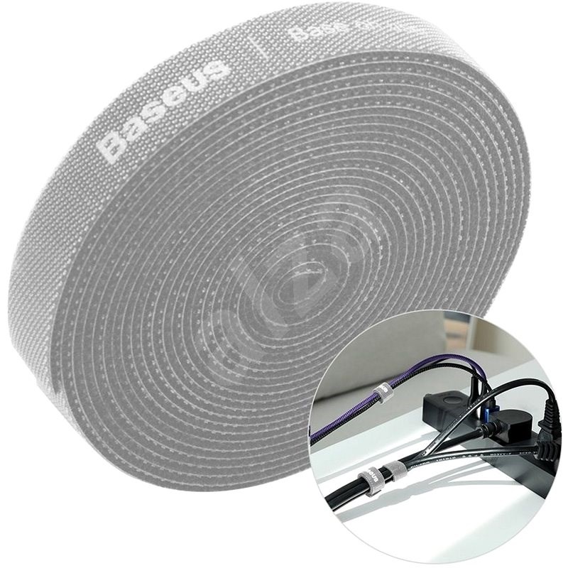 Baseus Rainbow Circle Velcro Straps 3 m Gray - Organizér káblov