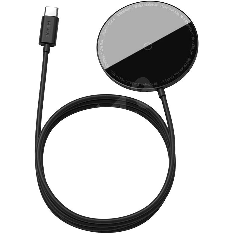 Baseus Mini Magnetic Wireless Charger USB-C kable 1,5 m 15 W Black - Bezdrôtová nabíjačka