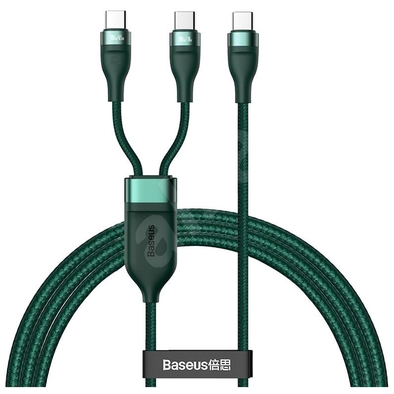 Baseus Flash Series Fast Charging Data Cable Type-C to Dual USB-C 100 W 1,5 m Green - Dátový kábel