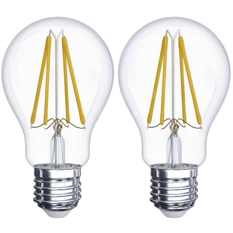 EMOS LED žiarovka Filament A60 A++ 6 W E27 teplá biela 2 ks - LED žiarovka