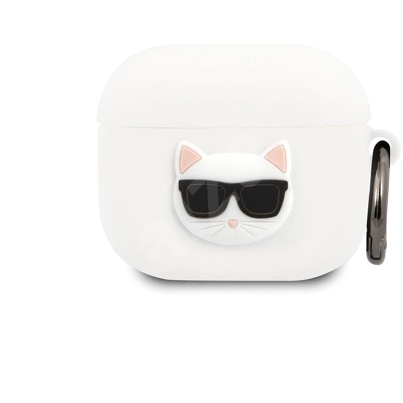 Karl Lagerfeld Choupette Head Silikónové Puzdro pre Apple Airpods 3 White - Puzdro na slúchadlá