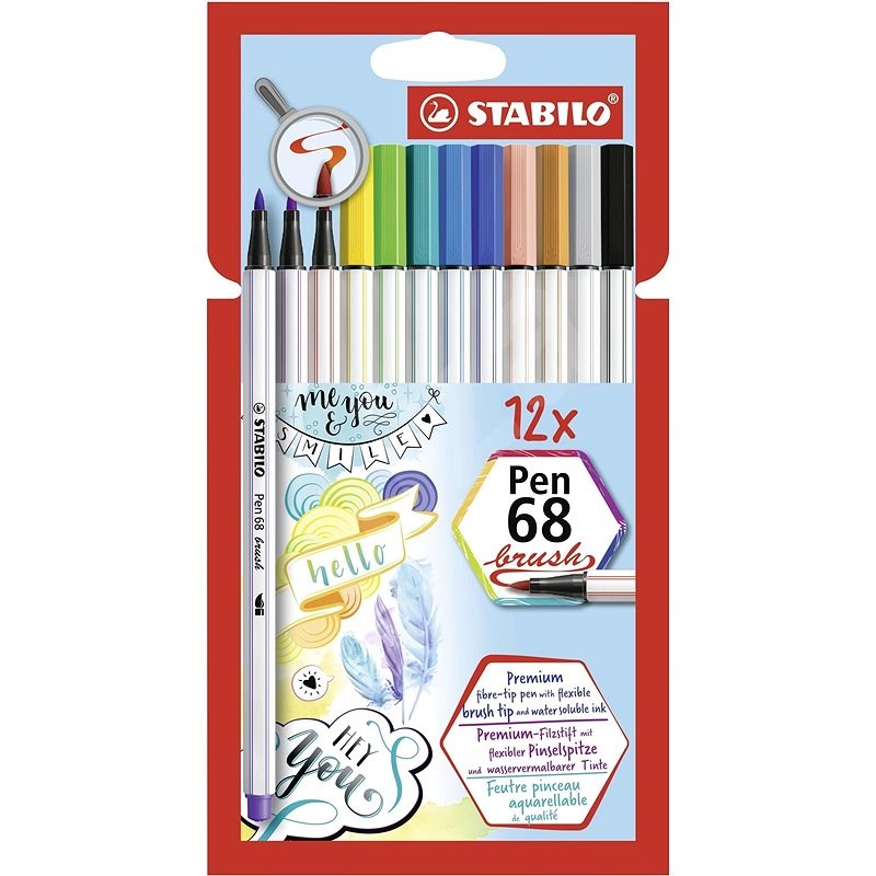 STABILO Pen 68 brush 12 farieb - Fixky